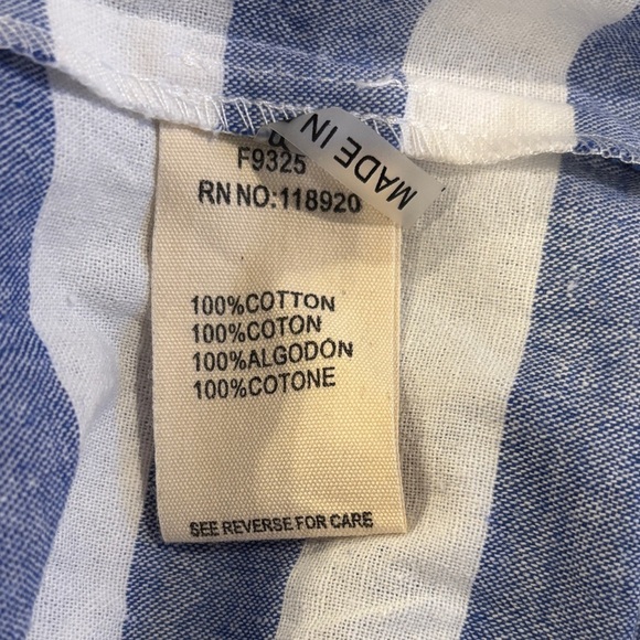 FRNCH Blue and White Striped 100% Cotton Midi Dress - Picture 8 of 11